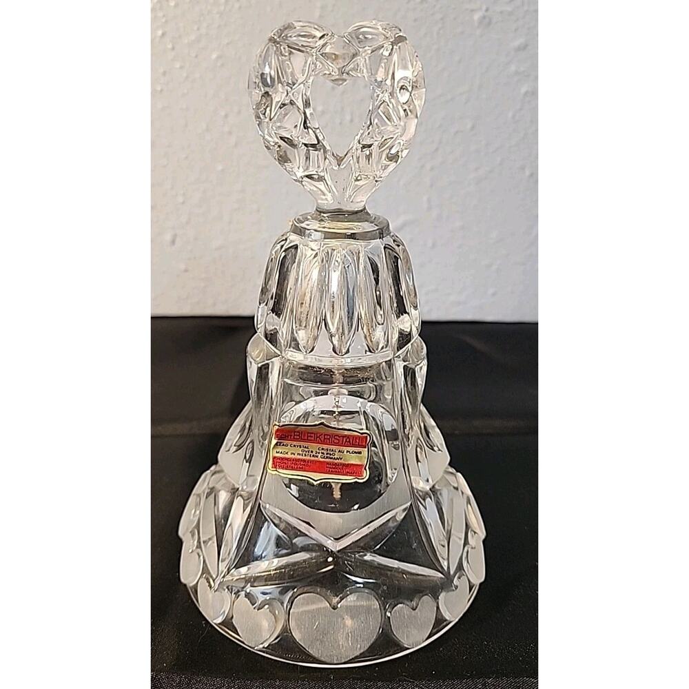 Vintage Echt Bleikristall Lead Crystal Heart Bell Made in West Germany 7”T